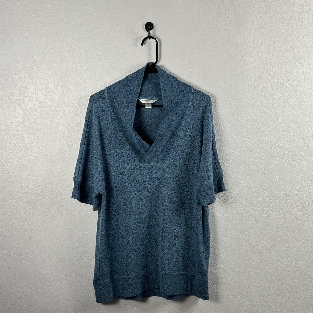 Christopher & Banks Women's Teal Cowl Neck Sweater Short Sleeve Casual Winter